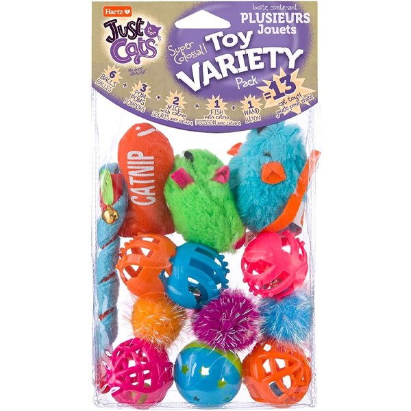 Hartz 13 piece cat toy variety pack for interactive indoor play