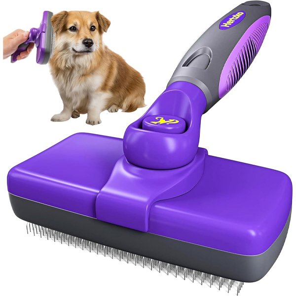 Hertzko self cleaning slicker grooming brush for cat and dog shedding long and short hair