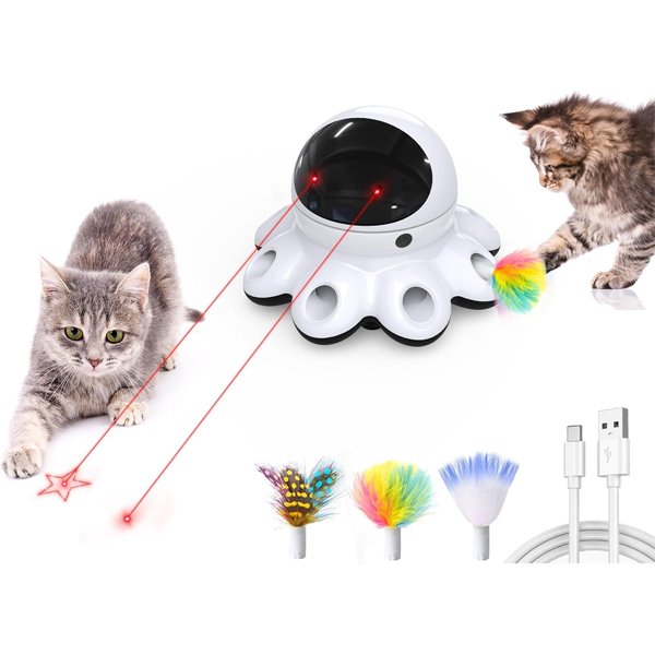 ORSDA 2-in-1 automatic interactive laser and feather cat toy