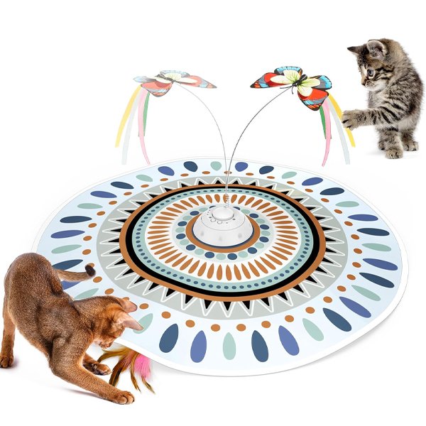 Potaroma rechargeable 3-in-1 interactive cat toy with butterfly and feather wand