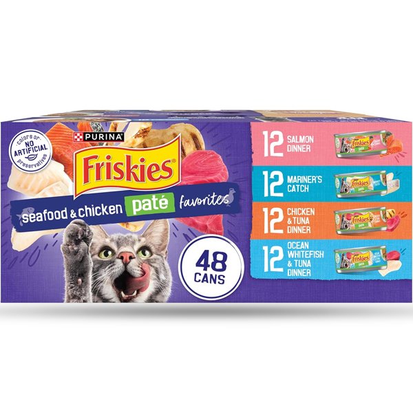 Purina Friskies Pate Wet Cat Food Variety Pack Seafood and Chicken Pate Favorites