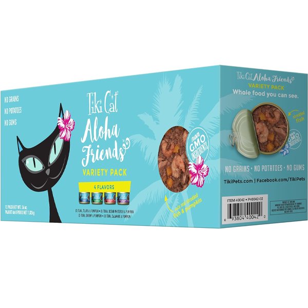 Tiki Cat Aloha Friends seafood wet cat food with pumpkin