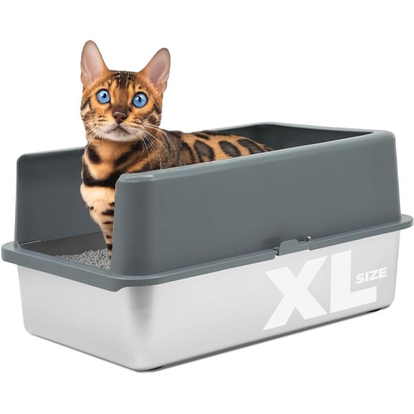 iPrimio XL enclosed stainless steel cat litter box for large cats