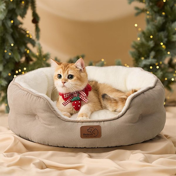 Best Self-Warming Cat Beds small round Bedsure cat and dog bed with thick filling and breathable materials