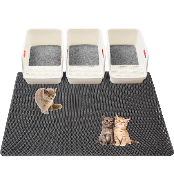 Extra large cat litter mat, 47"x36", 2-layer waterproof design, non-slip.