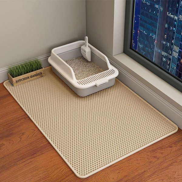 HCY&WLD Cat Litter Mat, non-slip EVA material, 35x24 inch, waterproof, easy to clean.